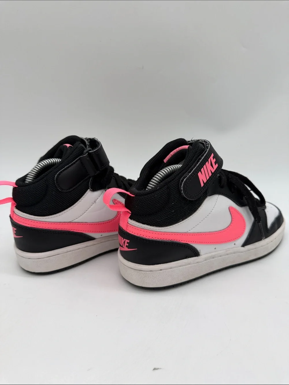 Nike Court Borough 2 Mid Girls Size 4Y White Pink Black Athletic Shoes Sneakers - Picture 11 of 16